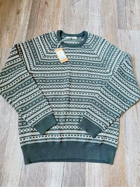 Marine Layer XL NWT Knox Fair Isle Sweater Green Gables Oatmeal Holiday 2023 M